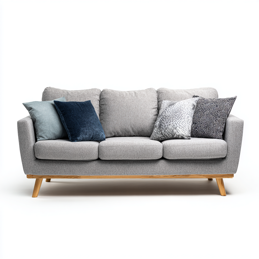 Sofá lineal tela - madera 192x92x90 cm - gris claro - para salón - diseño moderno-Miviahanest