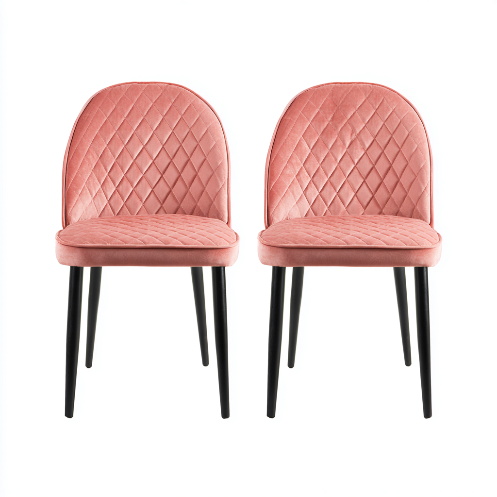 Silla de comedor tapizada en terciopelo 60x50x85 cm - Rosa - Diseño moderno apta para comedor-Miviahanest