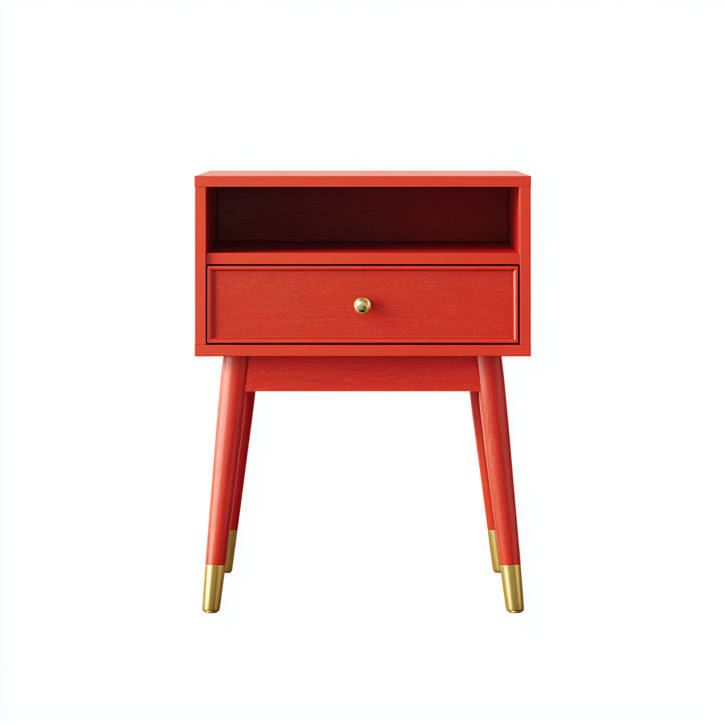 Mesita de noche madera 45x35x60 cm - rojo - estilo moderno apto para dormitorio-Miviahanest