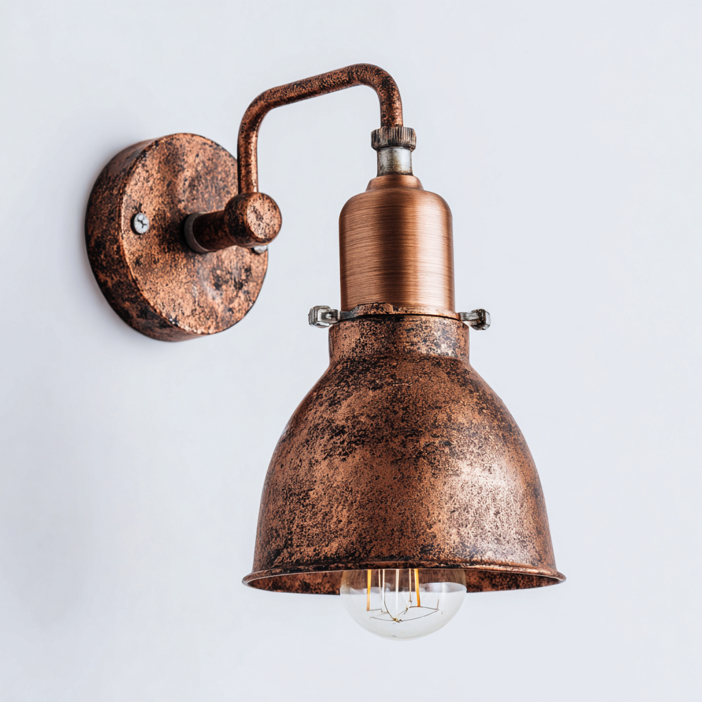 Aplique de pared metal 18x24x30 cm cobre para salón - dormitorio - pasillo - estilo industrial vintage-Miviahanest