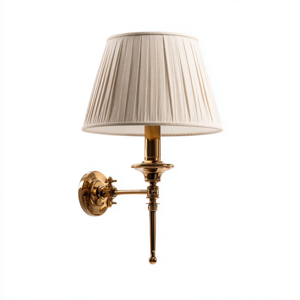 Aplique de pared metal - tela 18x28x40 cm dorado - beige para salón - dormitorio - pasillo - estilo clásico decorativo-Miviahanest