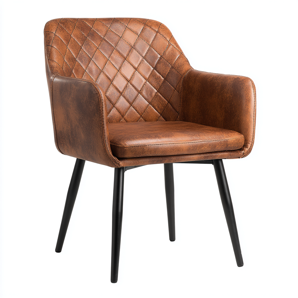 Silla de comedor tapizada en piel sintética 58x54x82 cm - marrón - negro - diseño moderno para comedor-Miviahanest