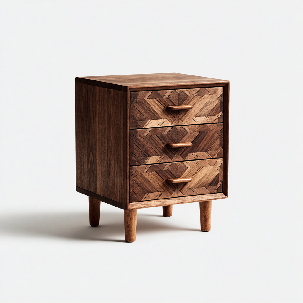 Mesita de noche madera 56x38x70 cm - nogal oscuro - estilo moderno apto para dormitorio-Miviahanest