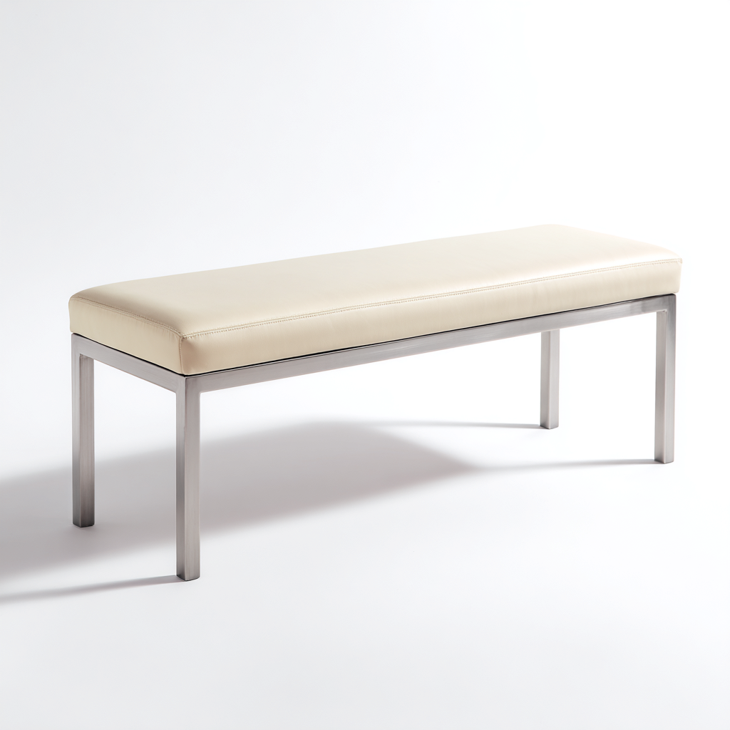 Banco de dormitorio tapizado piel sintética 120x40x45 cm - beige - estilo moderno - para dormitorio-Miviahanest