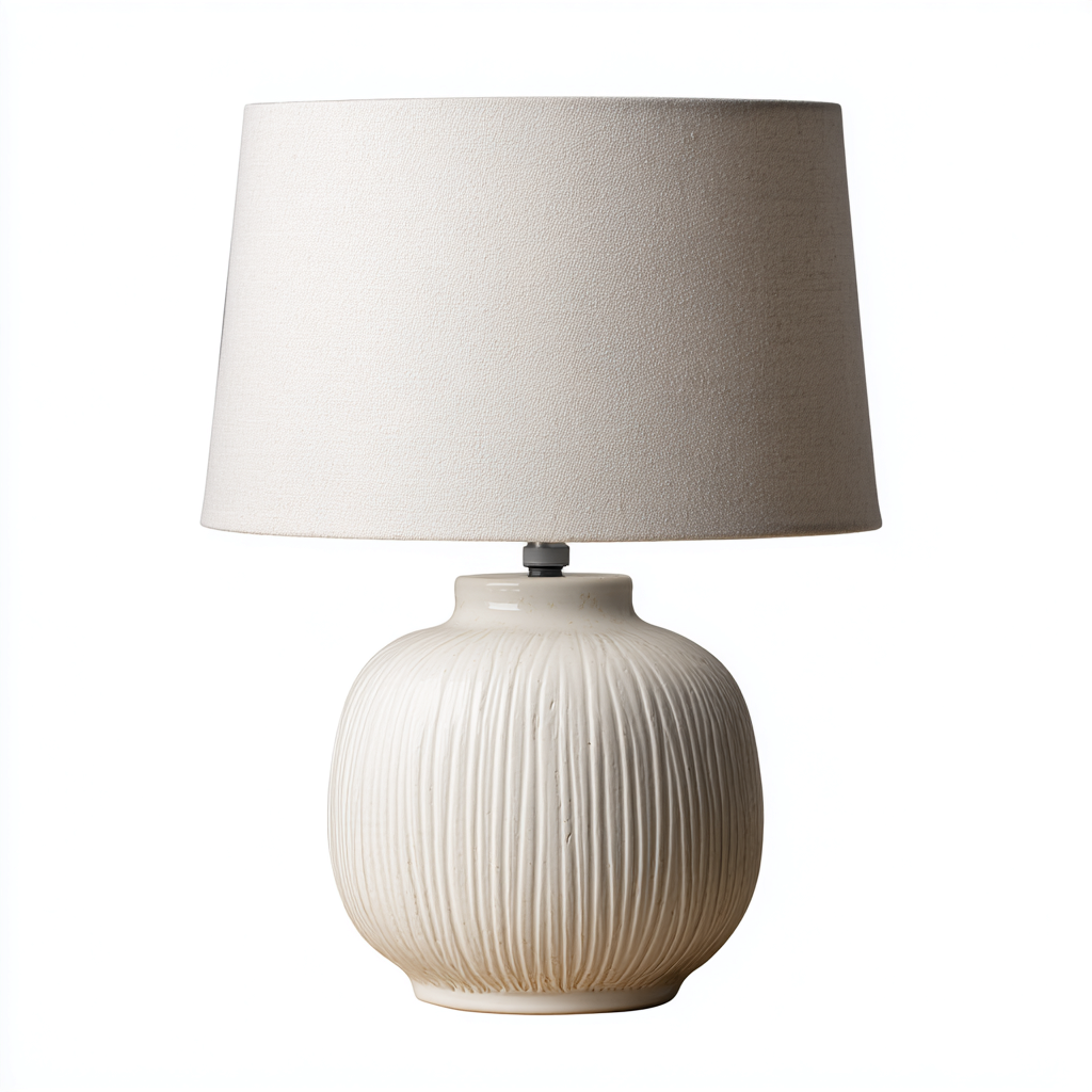 Lámpara de mesa cerámica 26x26x45 cm - marfil - beige - apta para salón - dormitorio - diseño moderno-Miviahanest
