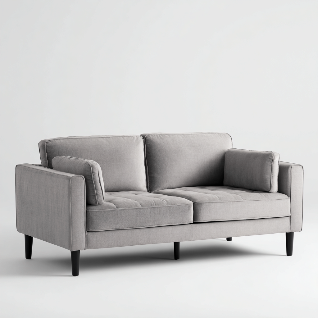 Sofá lineal tela 175x86x88 cm - gris claro - para salón - diseño moderno-Miviahanest