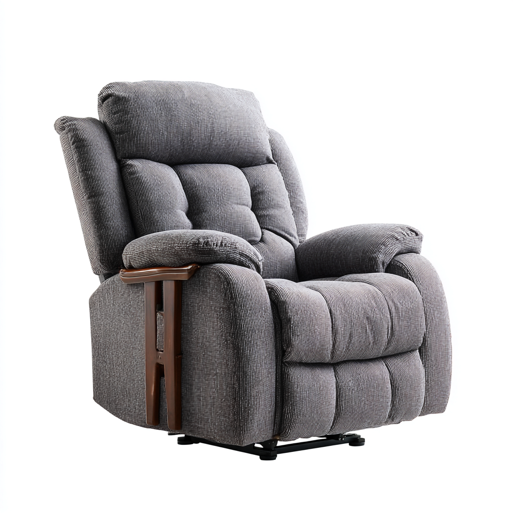 Sillón reclinable de tela 100x93x106 cm gris diseño clásico para sala de estar-Miviahanest
