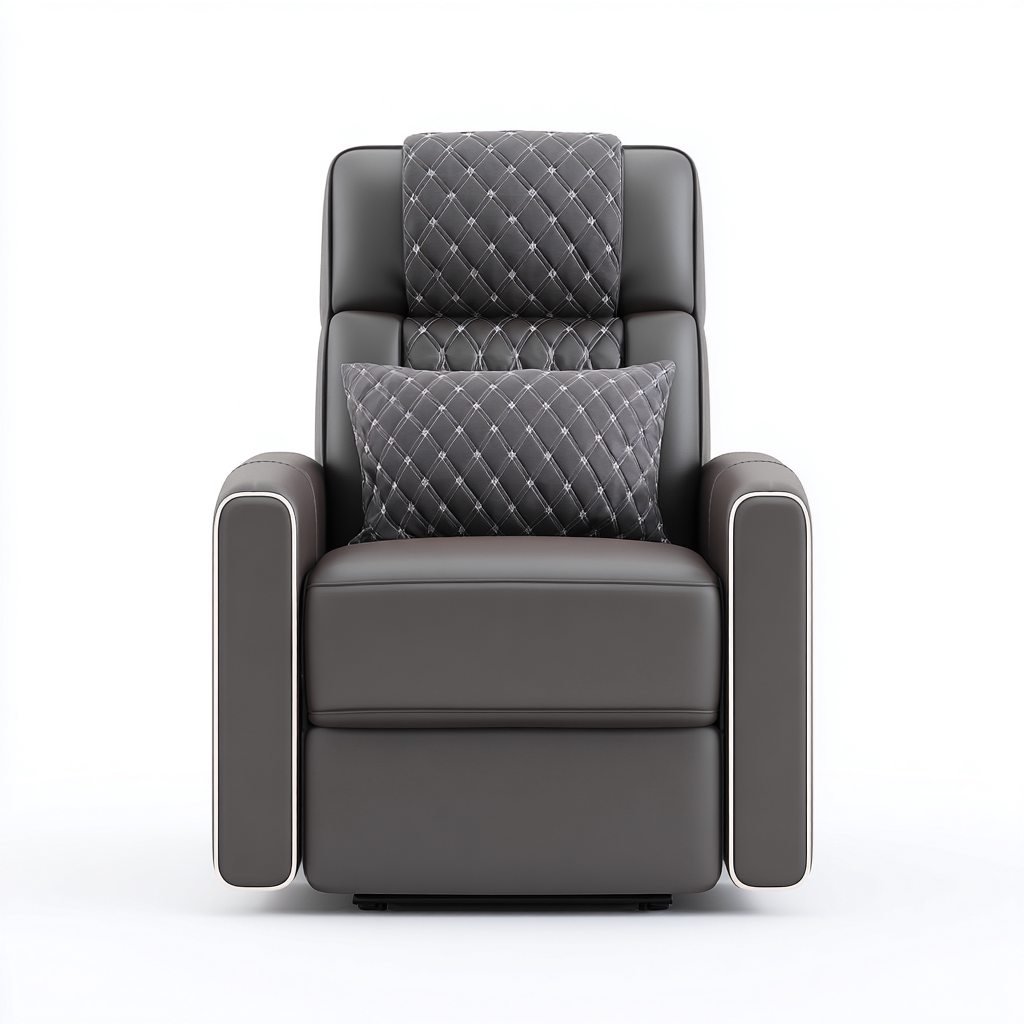 Sillón reclinable de cuero auténtico 94x85x104 cm marrón diseño moderno para sala de estar-Miviahanest