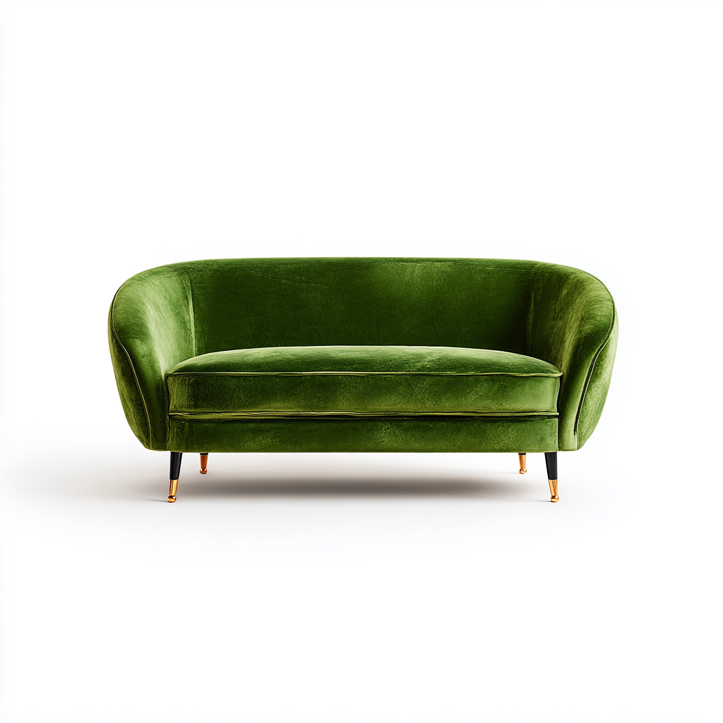 Sofá lineal tapizado en terciopelo 158x80x85 cm - verde - apto para salón - diseño moderno-Miviahanest