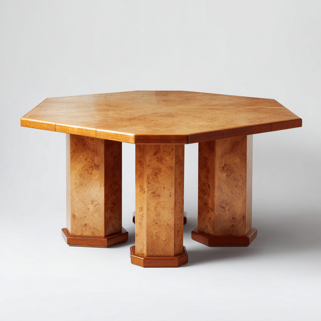 Mesa de comedor apto para comedor madera diseño octogonal 160x160x76 cm - marrón - estilo clásico-Miviahanest