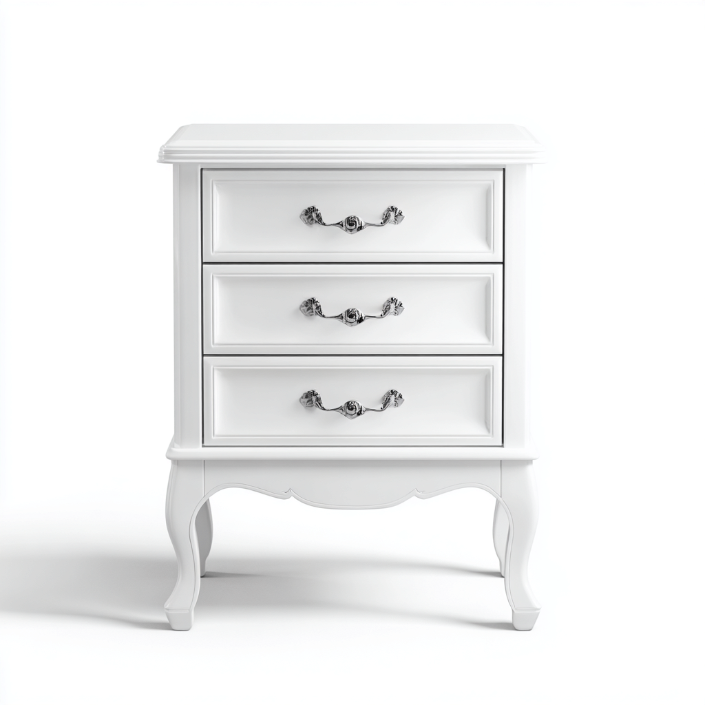 Mesita de noche - MDF - madera - 62x40x76 cm - blanco - apto para dormitorio - diseño clásico-Miviahanest