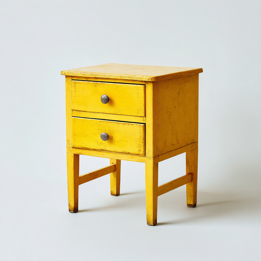 Mesita de noche madera 45x35x55 cm - amarillo - estilo vintage apto para dormitorio-Miviahanest