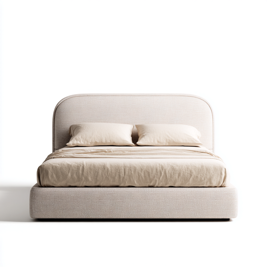 Cama matrimonial tapizada de tela 200x180x120 cm - beige - diseño moderno apta para dormitorio-Miviahanest