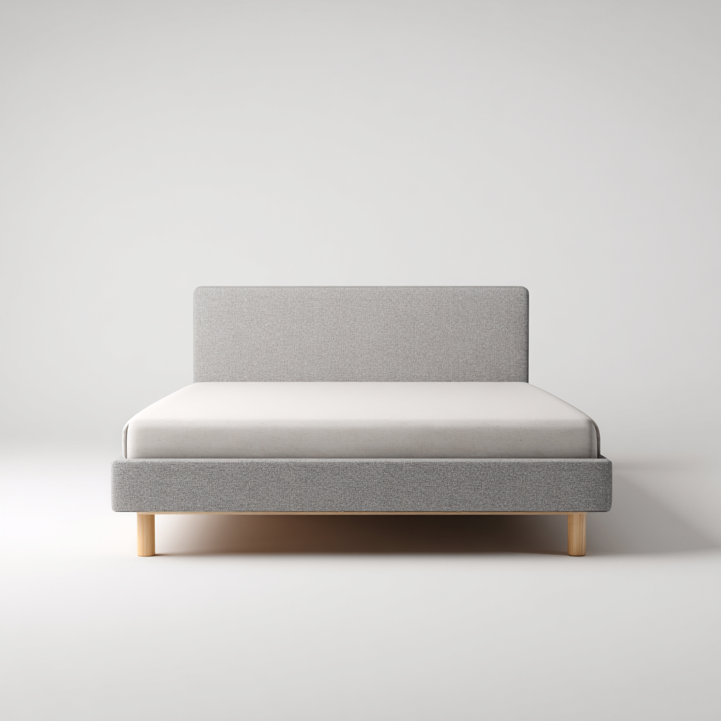 Cama matrimonial tapizada de tela 200x180x95 cm - gris claro - diseño moderno apta para dormitorio-Miviahanest