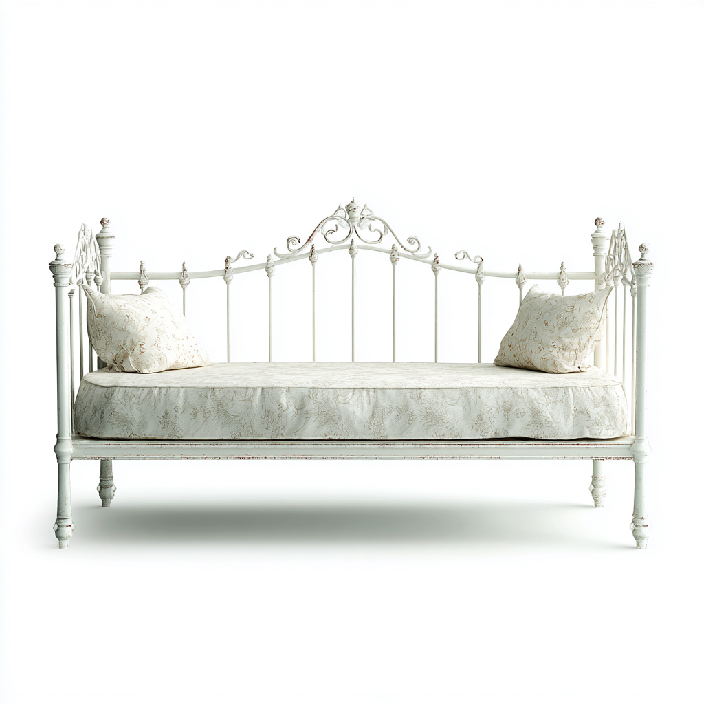 Sofá cama metal 201x98x118 cm - blanco - diseño clásico apto para dormitorio-Miviahanest