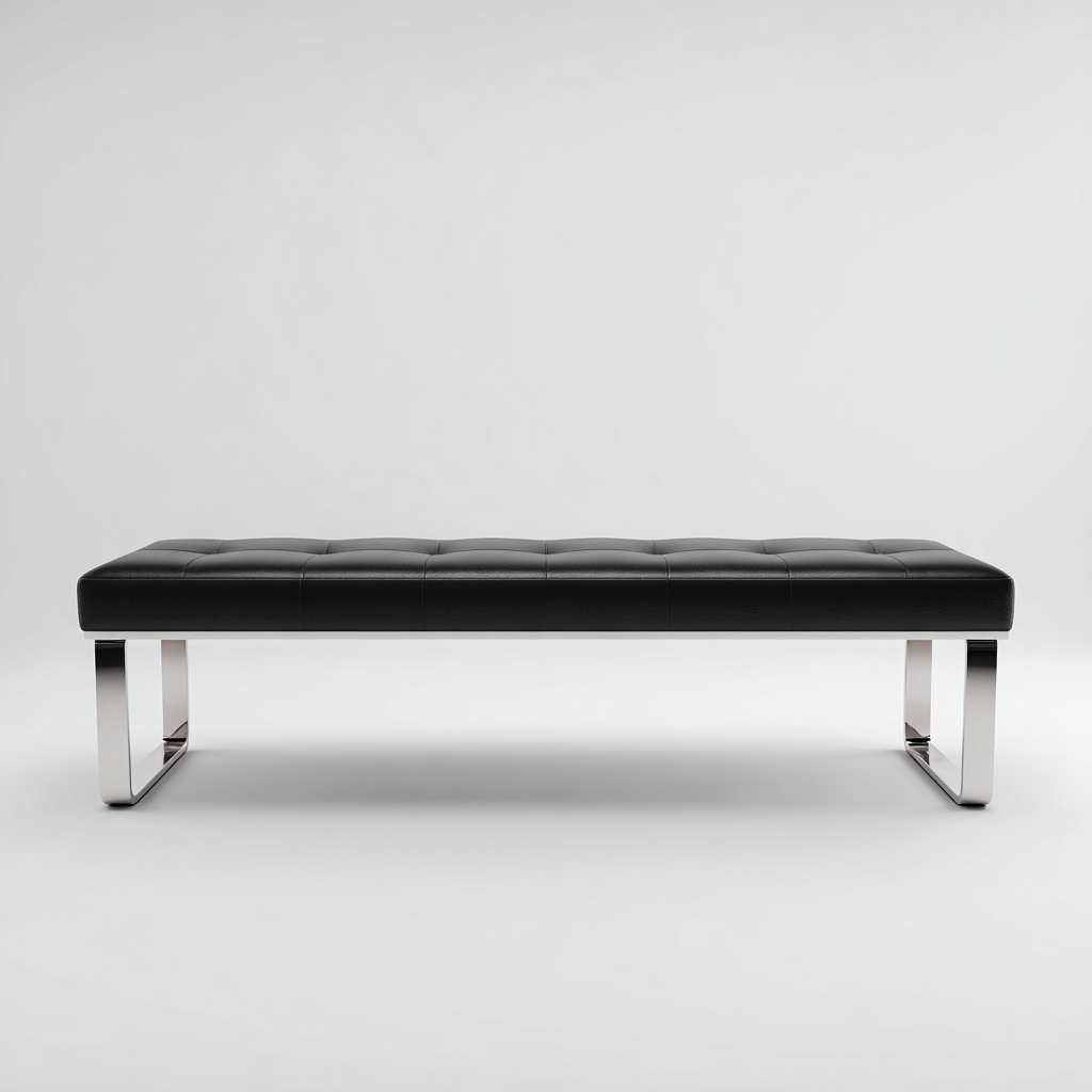 Banco de dormitorio tapizado en piel sintética 130x40x45 cm - negro - diseño moderno acolchado apto para dormitorio-Miviahanest