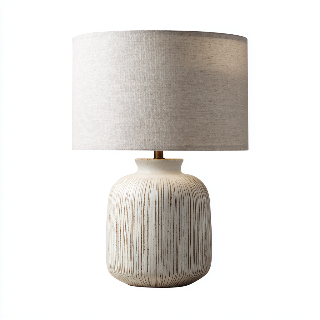 Lámpara de mesa cerámica 26x26x45 cm - marfil - beige - apta para salón - dormitorio - diseño moderno-Miviahanest
