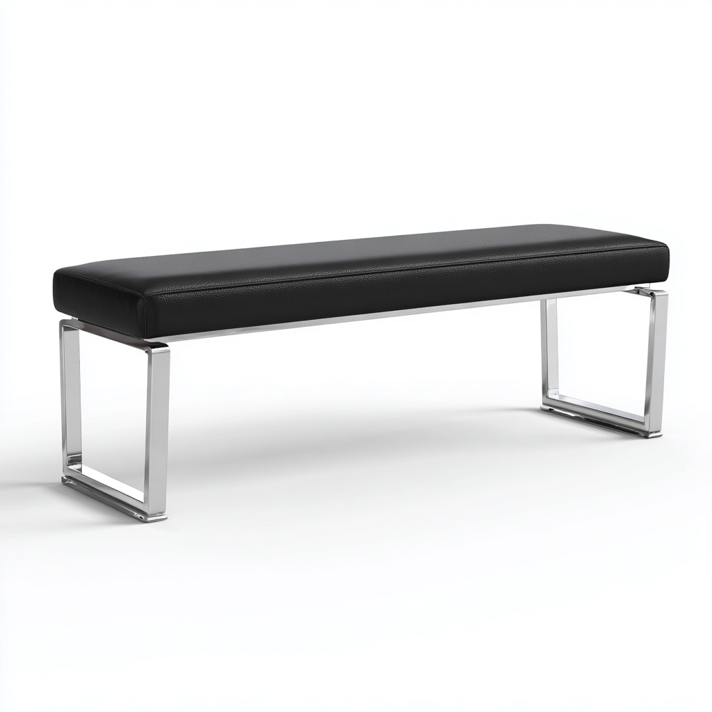 Banco de dormitorio tapizado en piel sintética 120x40x45 cm - negro - diseño moderno apto para dormitorio-Miviahanest