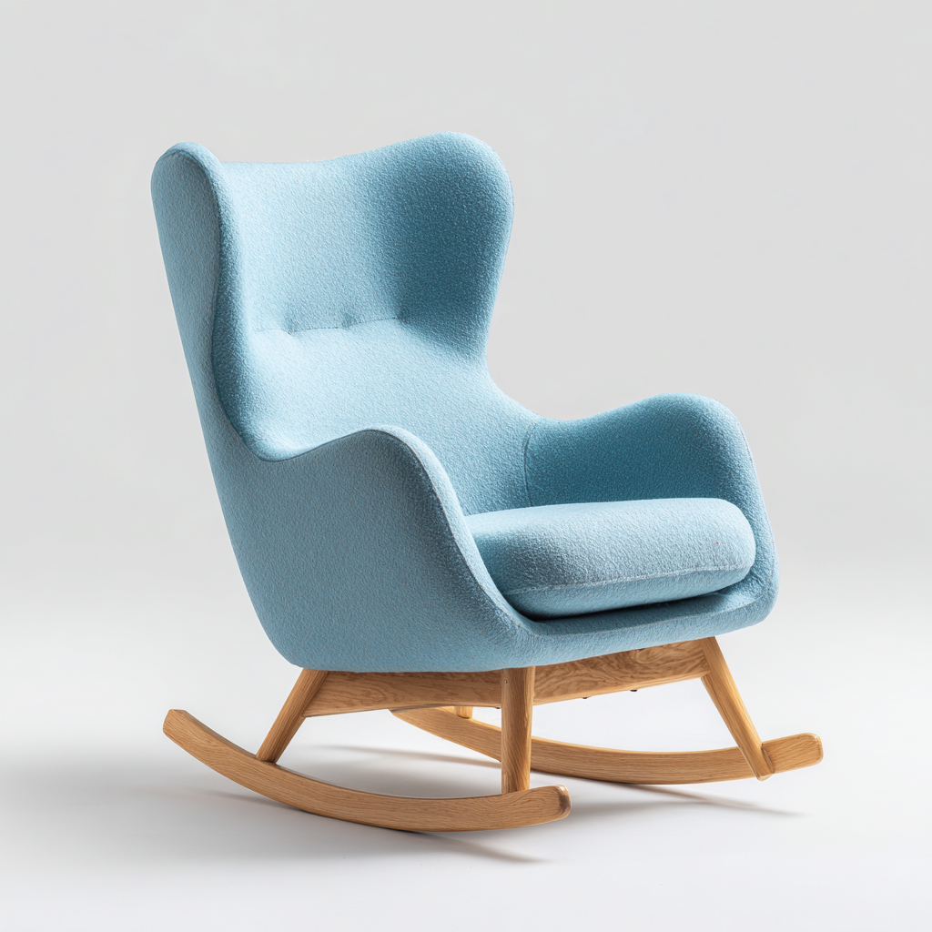 Mecedora tapizada en tela 95x75x100 cm - azul claro - apta para salón - diseño moderno-Miviahanest