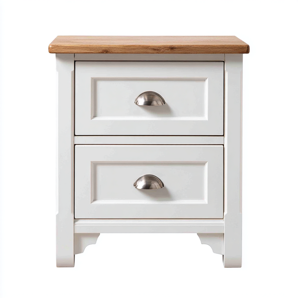 Mesita de noche - MDF - madera - 50x38x60 cm - blanco - roble - apto para dormitorio - estilo rústico moderno-Miviahanest