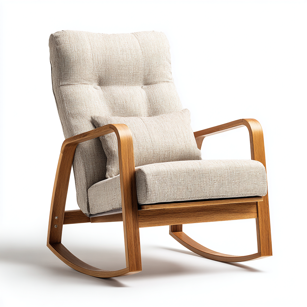 Mecedora tapizada en tela 100x78x98 cm - beige - apta para salón - diseño moderno-Miviahanest