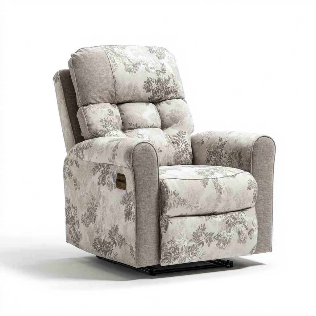 Sillón reclinable tapizado tela 90x85x105 cm - gris - beige - diseño clásico y función reclinable - apto para salón-Miviahanest