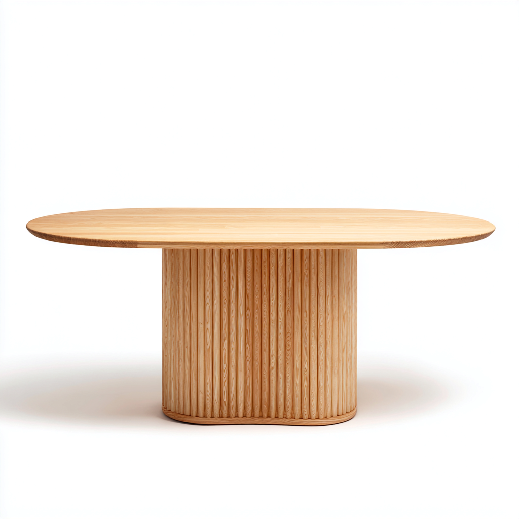 Mesa de comedor madera maciza 220x110x75 cm - madera clara - diseño contemporáneo adecuado para comedor-Miviahanest