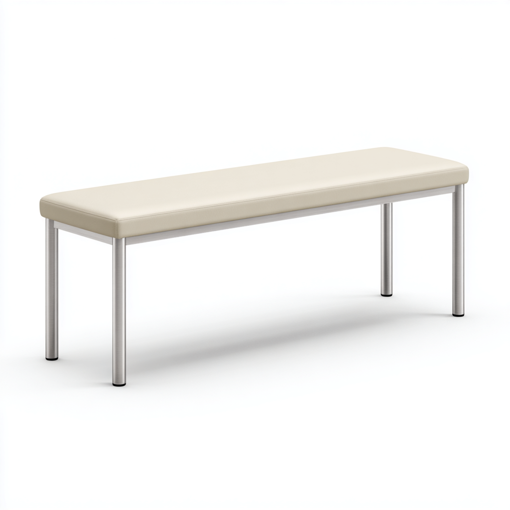 Banco de dormitorio tapizado piel sintética 120x40x45 cm - beige - estilo moderno - para dormitorio-Miviahanest