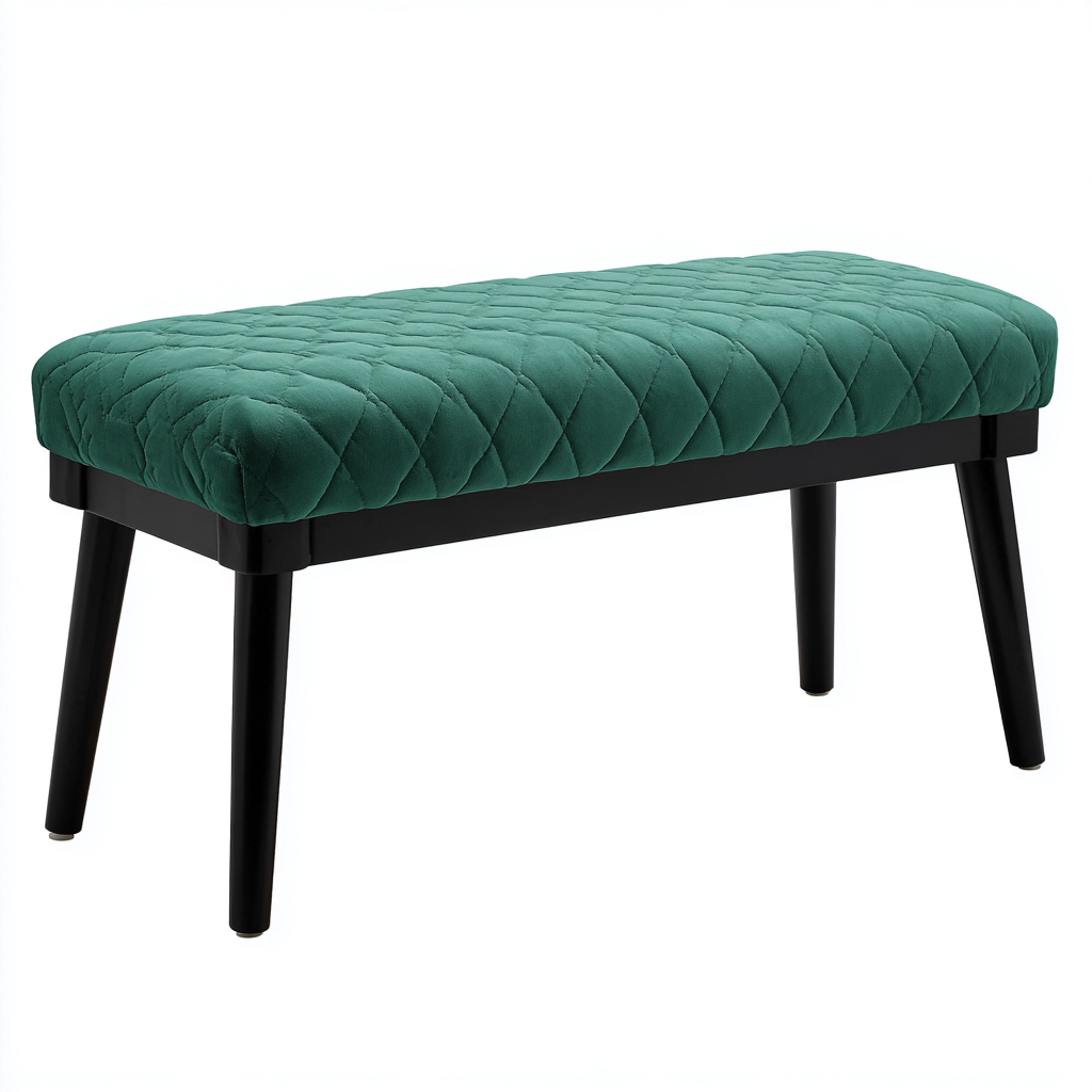 Banco de dormitorio apto para dormitorio tapizado en tela 110x40x45 cm - verde esmeralda - diseño moderno-Miviahanest