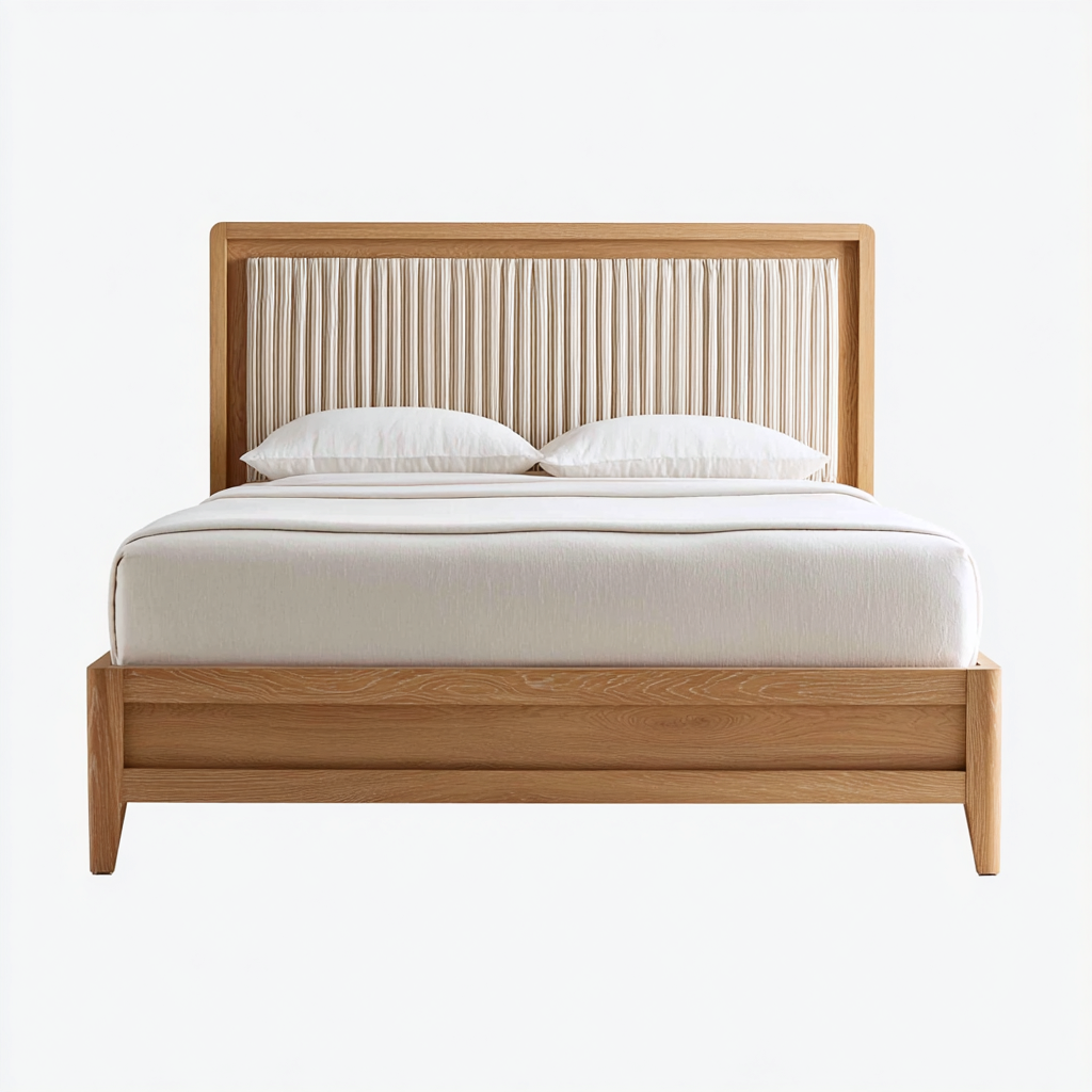 Cama matrimonial de madera 200x180x118 cm color madera para dormitorio diseño moderno-Miviahanest