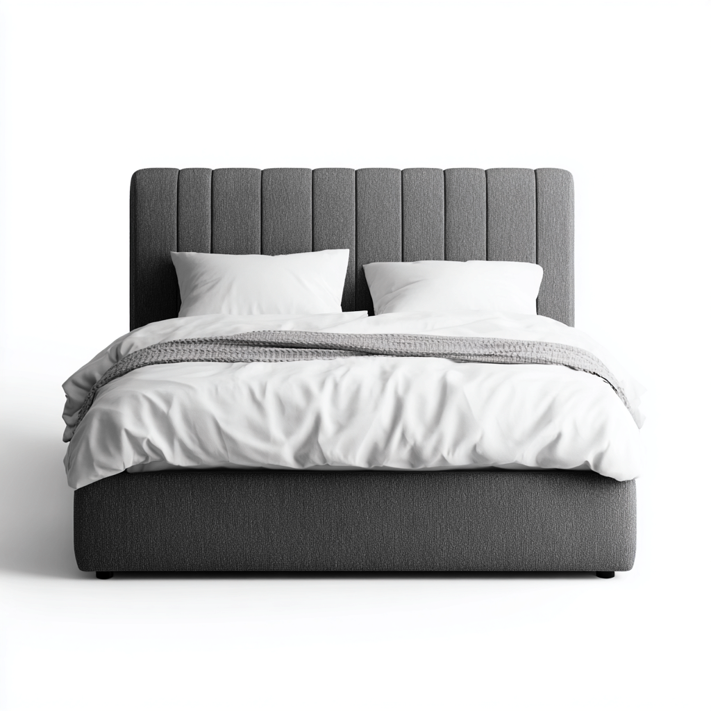 Cama matrimonial tapizada 200x180x110 cm gris para dormitorio diseño moderno-Miviahanest