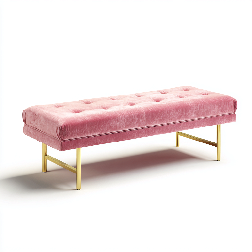 Banco de dormitorio tapizado terciopelo 120x40x45 cm - rosa - estilo moderno - para dormitorio-Miviahanest