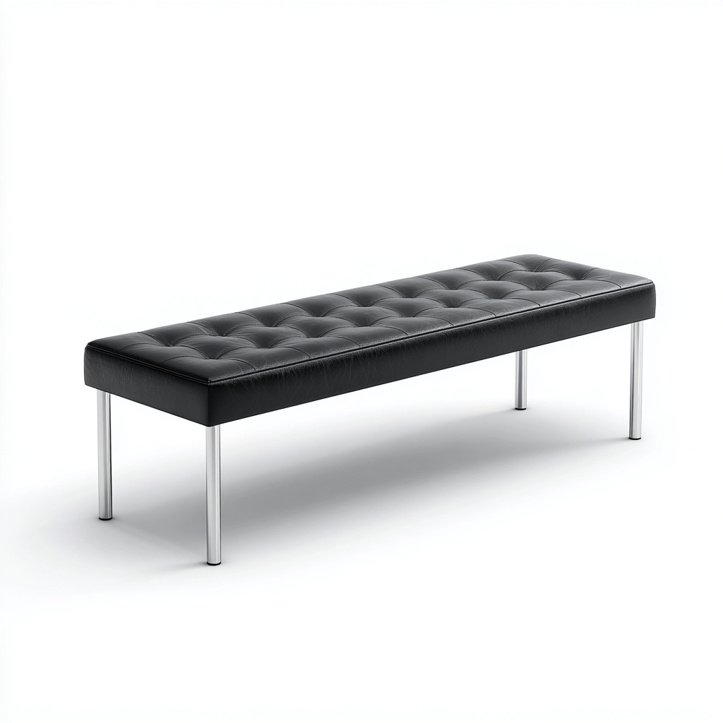 Banco de dormitorio tapizado piel sintética 120x40x45 cm - negro - estilo moderno - para dormitorio-Miviahanest