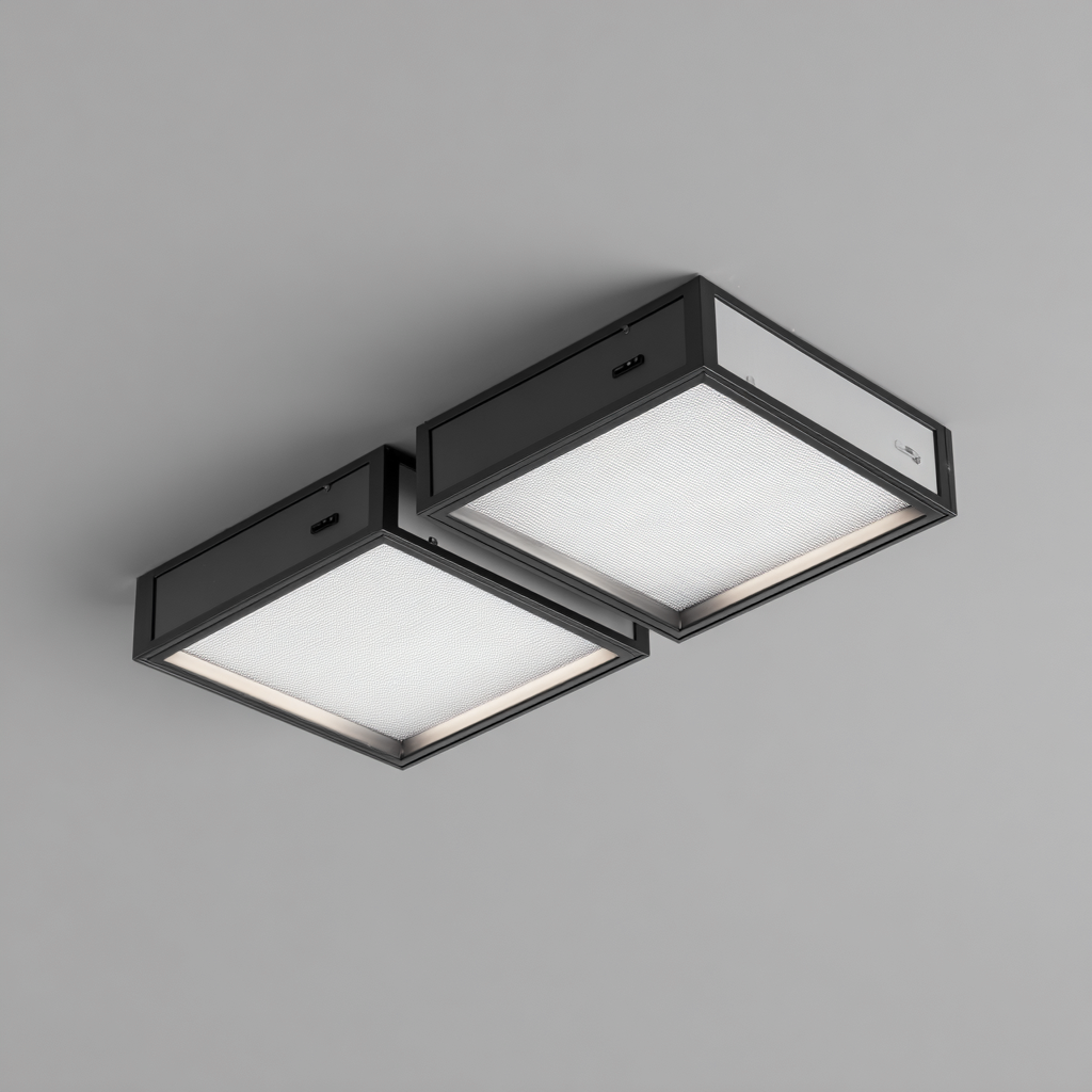 Lámpara de techo metal y acrílico 46x24x10 cm - negro - blanco - diseño moderno apta para interiores-Miviahanest