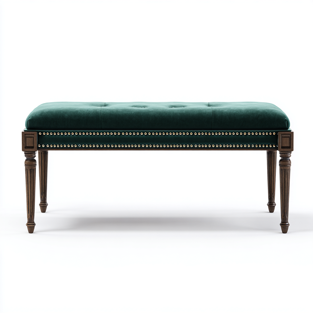 Banco de dormitorio tela 110x40x47 cm - verde oscuro - adecuado para dormitorio - estilo clásico-Miviahanest