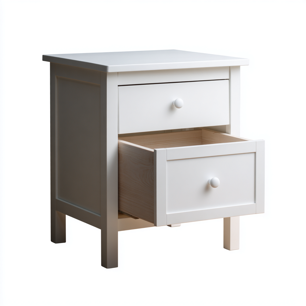 Mesita de noche - MDF - madera - 47x36x63 cm - blanco - apto para dormitorio - estilo nórdico-Miviahanest