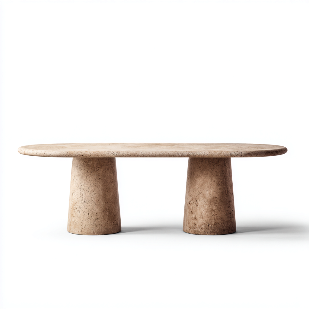 Mesa de comedor piedra 180x90x75 cm - beige natural - diseño contemporáneo adecuado para comedor-Miviahanest