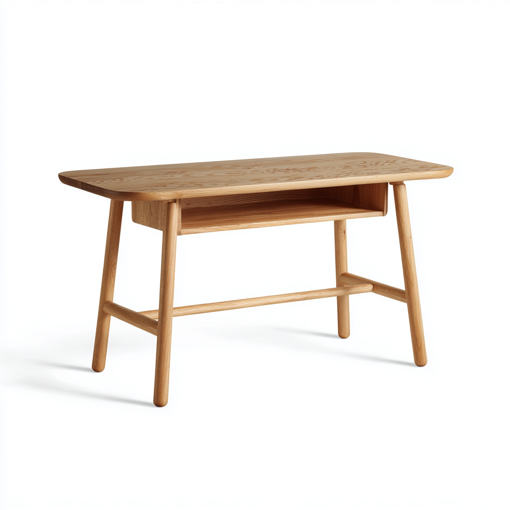 Mesa de centro madera maciza 98x54x58 cm - roble natural - estilo escandinavo con compartimento abierto para salón-Miviahanest