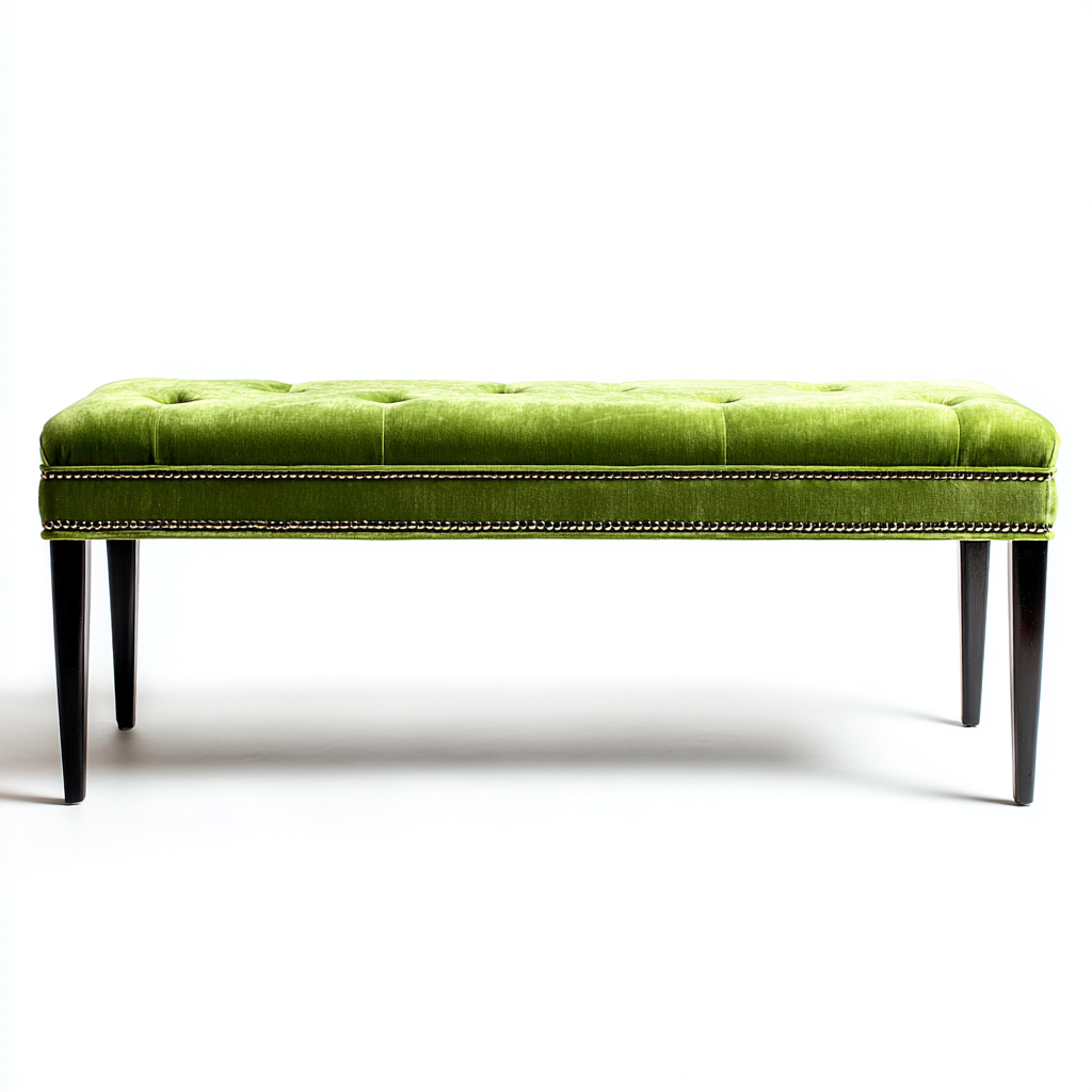 Banco de dormitorio tapizado en tela 120x40x45 cm - verde - negro - diseño clásico con capitoné apto para dormitorio-Miviahanest