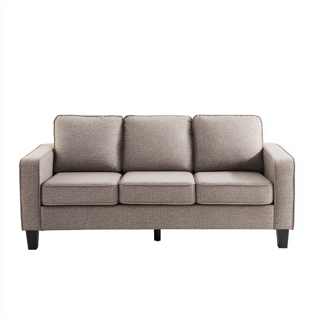 Sofá lineal tapizado en tela 210x88x90 cm - marrón - apto para salón - diseño moderno-Miviahanest
