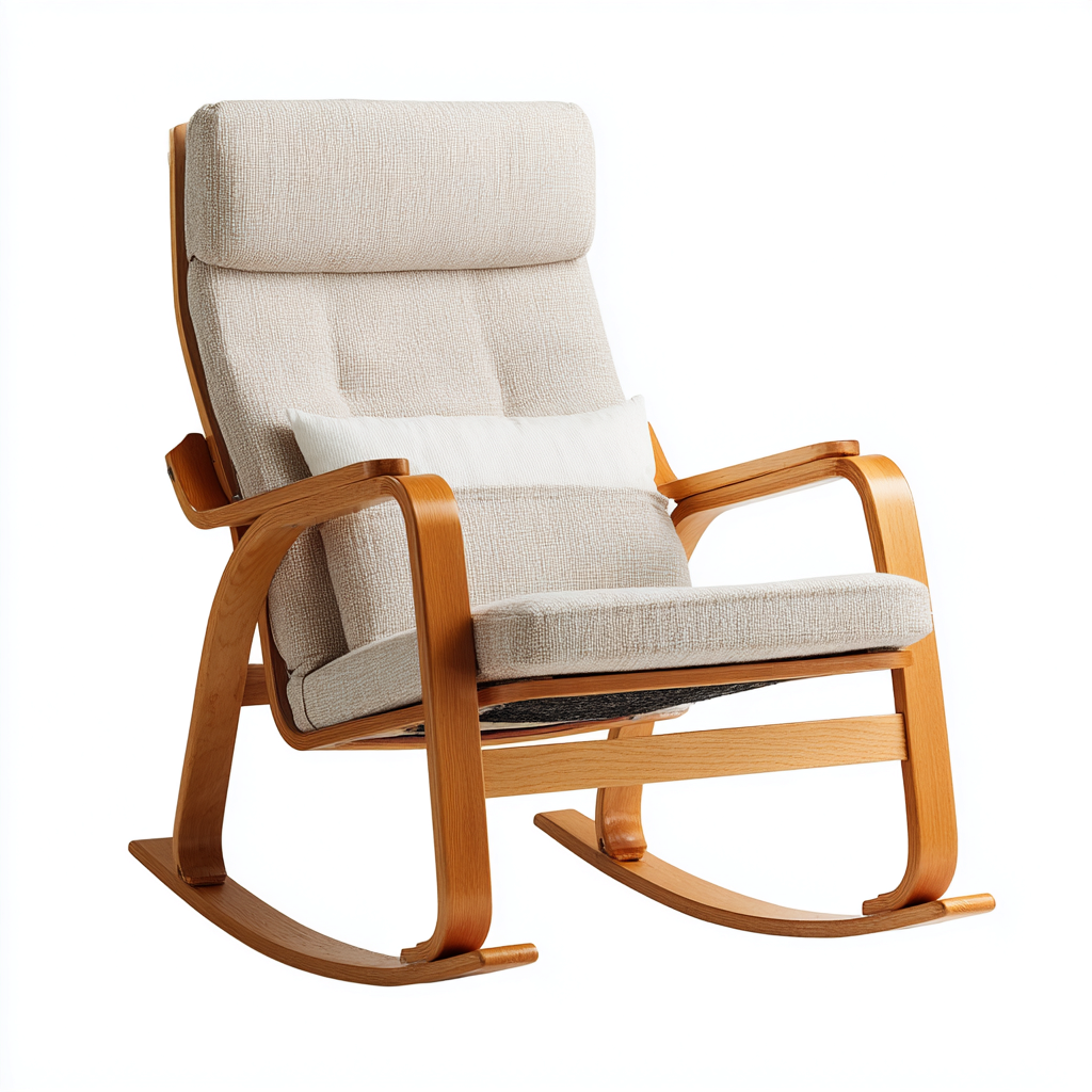 Mecedora madera tapizada 100x70x95 cm - beige - diseño contemporáneo - apta para salón-Miviahanest