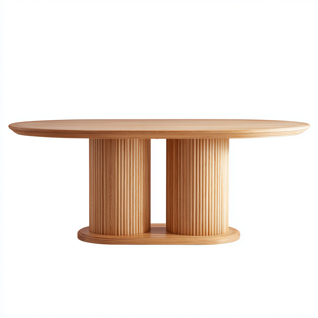 Mesa de comedor madera maciza 220x110x75 cm - madera clara - diseño contemporáneo adecuado para comedor-Miviahanest