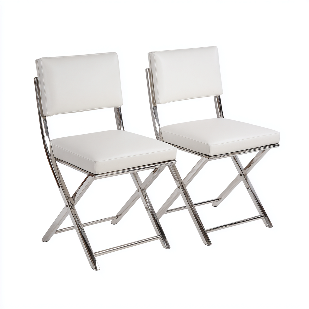 Silla de comedor plegables tapizadas en cuero sintético 50x45x83 cm - blanco - apto para comedor - diseño moderno-Miviahanest