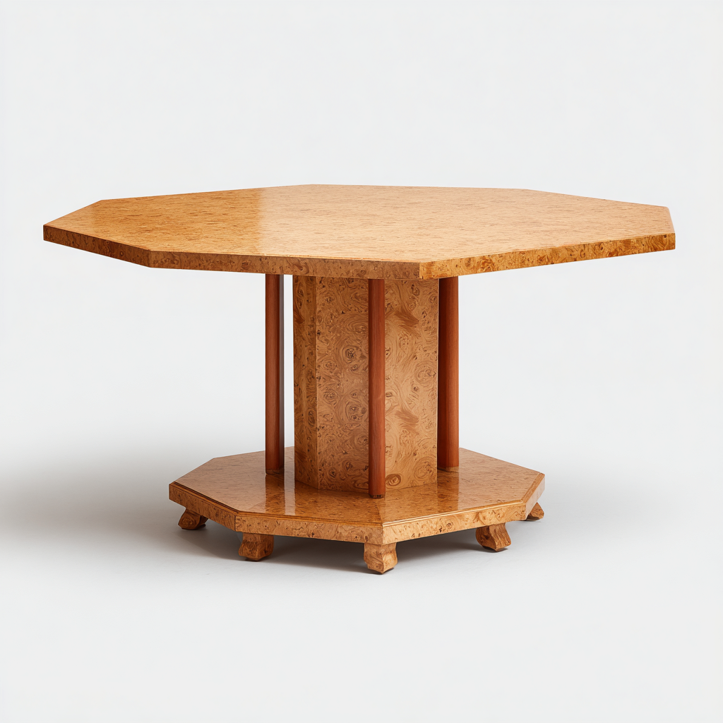 Mesa de comedor apto para comedor estructura de madera burled 150x150x76 cm - madera natural - diseño moderno-Miviahanest
