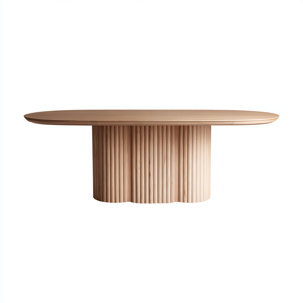 Mesa de comedor madera maciza 220x110x75 cm - madera clara - diseño contemporáneo adecuado para comedor-Miviahanest