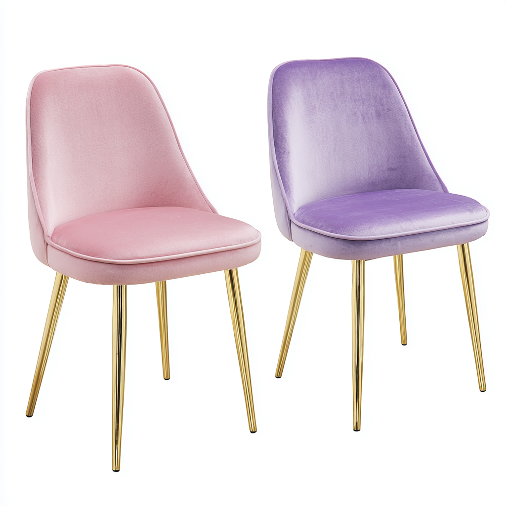 Silla de comedor tapizadas en terciopelo 52x48x86 cm - rosa - púrpura - apto para comedor - diseño moderno-Miviahanest