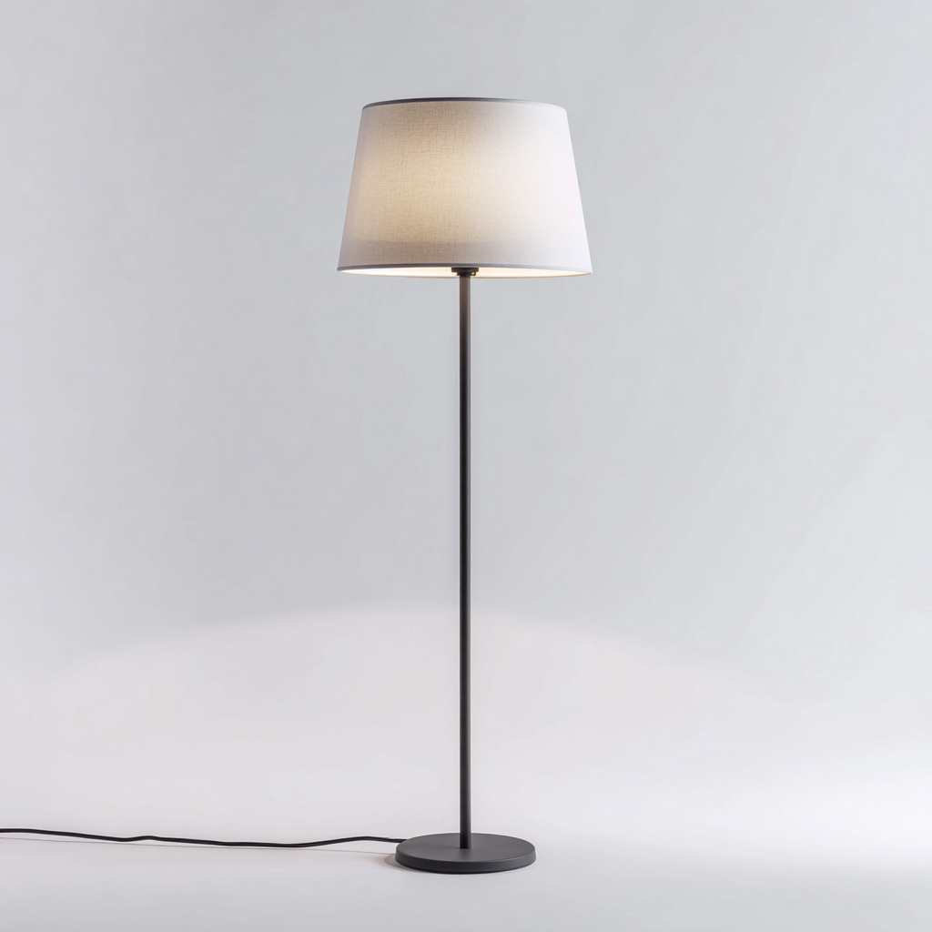 Lámpara de pie metal - tela 30x30x158 cm - Negro - Blanco - Diseño moderno para salón-Miviahanest