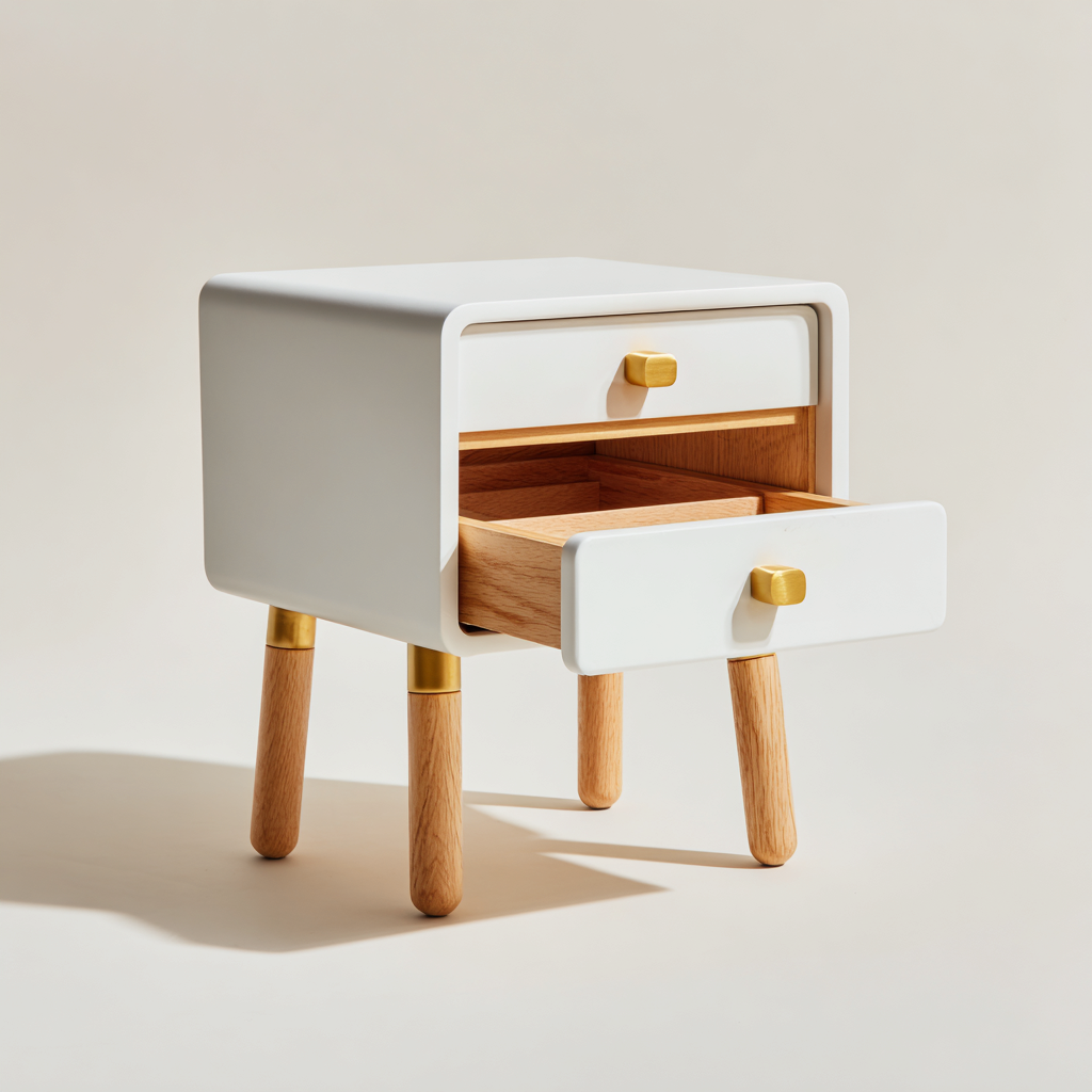 Mesita de noche - MDF - madera - 38x30x55 cm - blanco - madera - apto para dormitorio - diseño moderno-Miviahanest