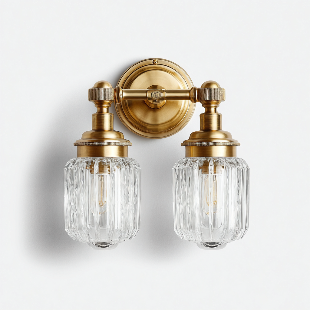 Aplique de pared metal y cristal 20x14x27 cm - dorado - transparente - estilo clásico apto para interiores-Miviahanest