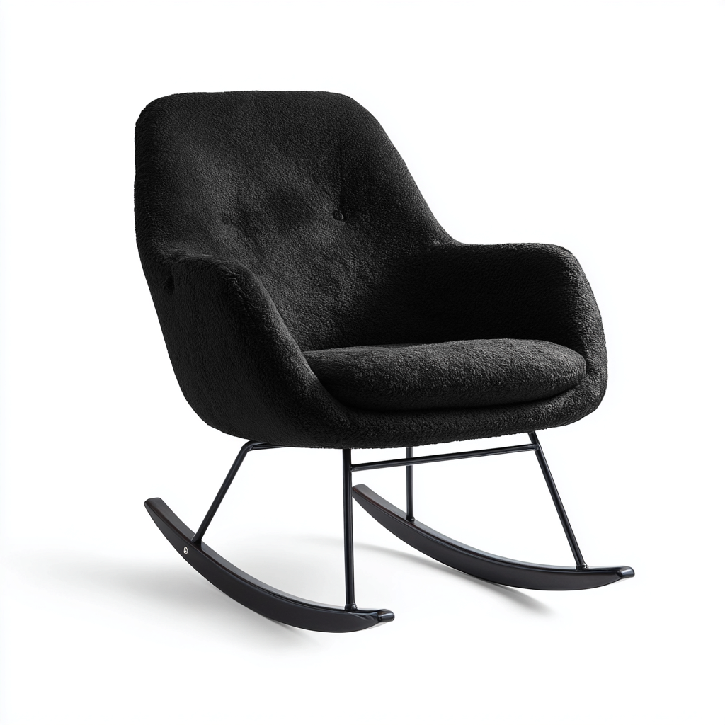 Mecedora tapizada bouclé 98x70x95 cm - negro - diseño moderno - apta para salón-Miviahanest